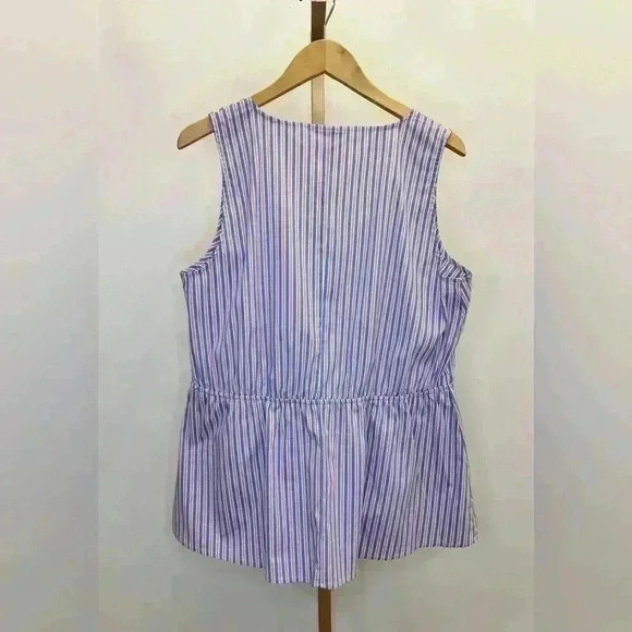 Lane Bryant Women's Size 14 Striped Peplum Blouse Multicolor Sleeveless - Picture 10 of 12